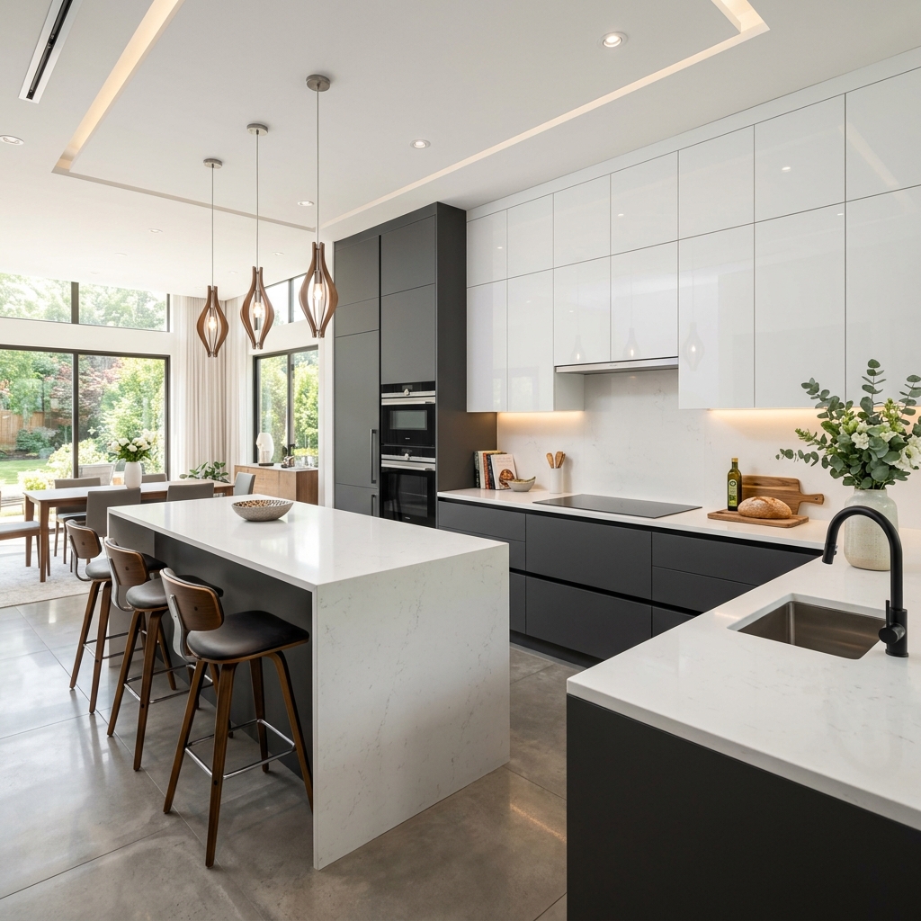 Sleek Dual-Tone Modular Kitchen